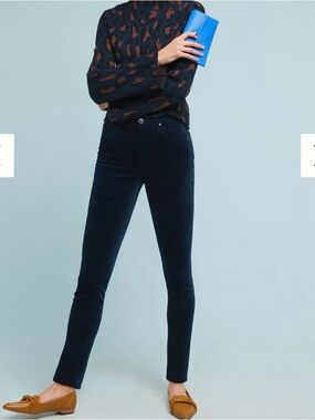 Ag Adriano Goldschmied Black Corduroy Straight Leg Pants